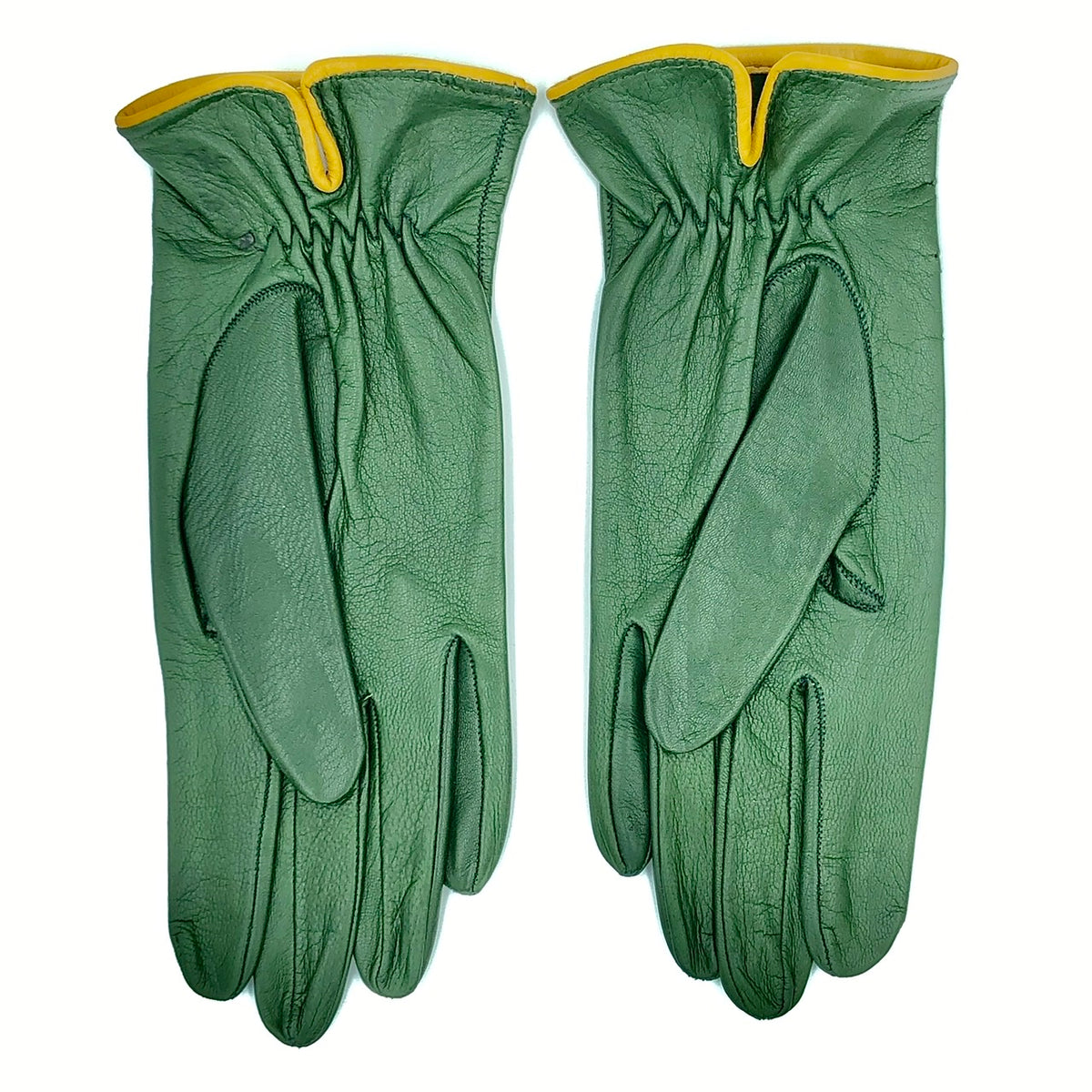 Green leather store gloves ladies