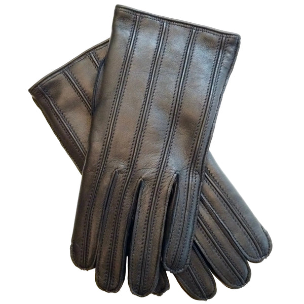 Cashmere lined leather gloves - Black
