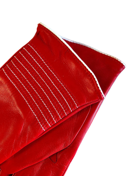 Cashmere lined leather gloves - red