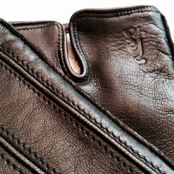 Cashmere lined leather gloves - Black