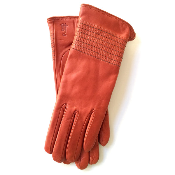Cashmere lined leather gloves - Brick