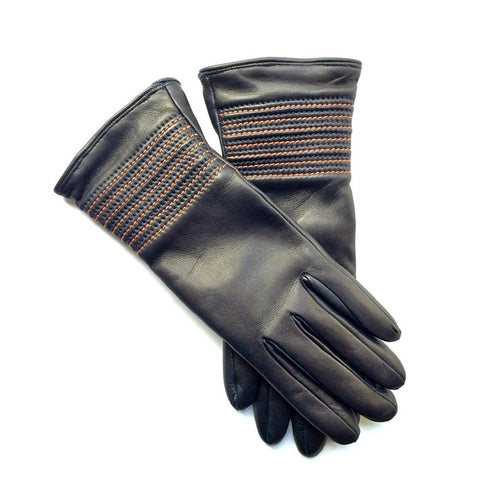 Cashmere lined leather gloves - Navy