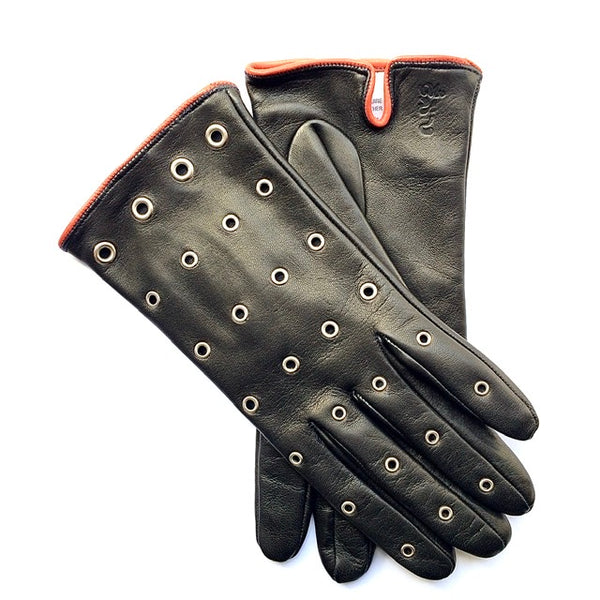 Silk lined leather gloves - Black