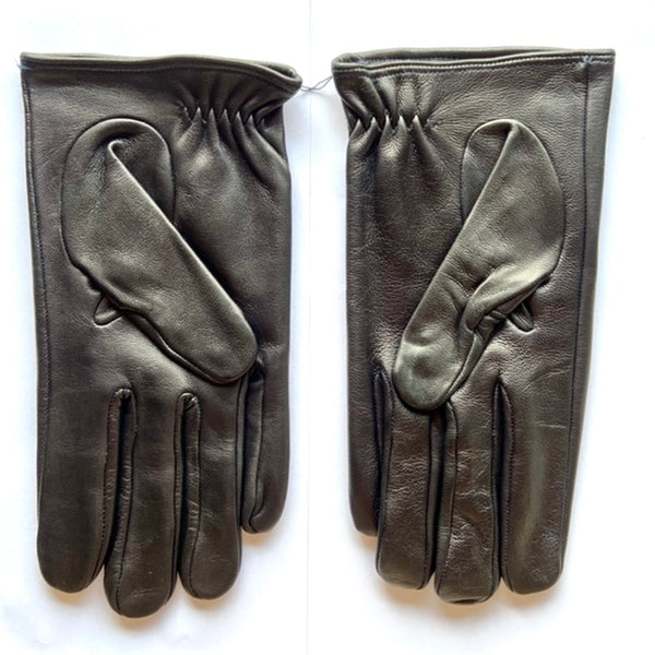 Silk lined leather gloves - Black with brown details
