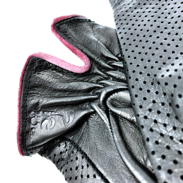 Unlined leather gloves - Black/Pink